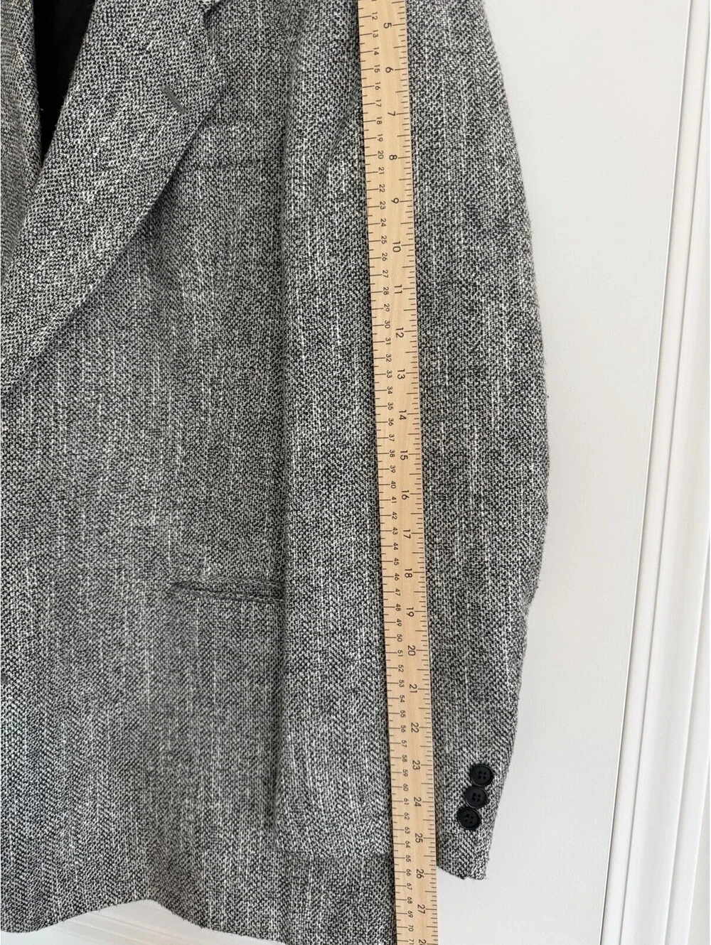 Vtg Daniel Hechter Tweed Blazer Sport Coat 46R Made In USA Black & White Luxury